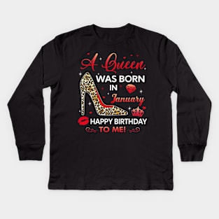 A queen was born in January Kids Long Sleeve T-Shirt